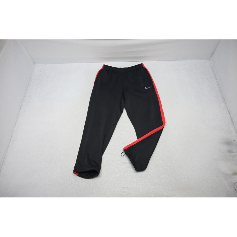 Nike Track Pants Mens Large Short Black Red Side Stripe Performance Excellent